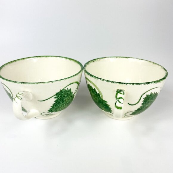 Poole Pottery Green Leaf Breakfast Cup and Saucer 2 sets - Picture 9 of 13